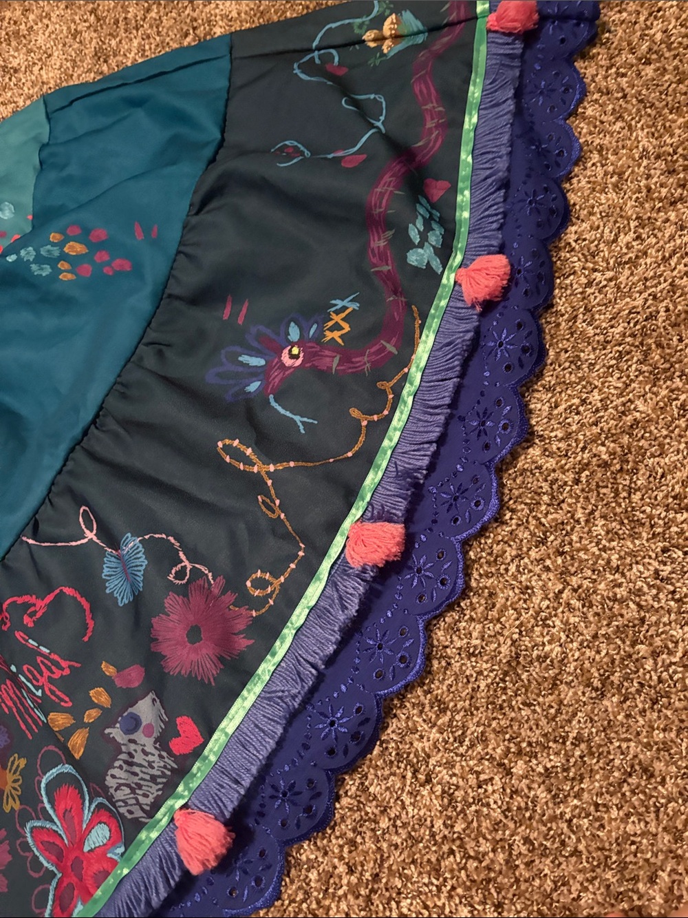 Encanto Mirabel Girls Teal Tiered Embroidered Dress with Ruffle Collar - Picture 5 of 16